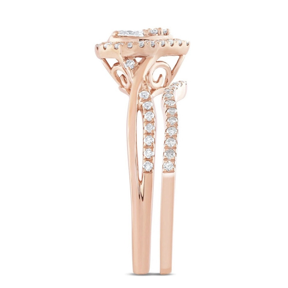 10K Rose Gold 1/2 CTTW Diamond Bridal Ring Brilliance Fine Jewelry Forever Bride - Picture 4 of 10